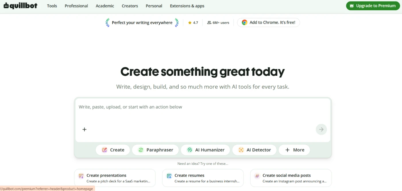 Screenshot of Quillbot