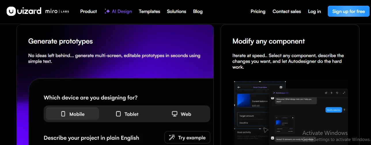Screenshot of Uizard IO