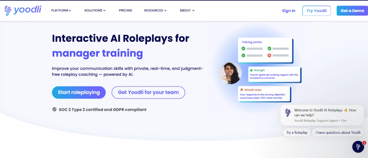 Screenshot of Yoodli AI